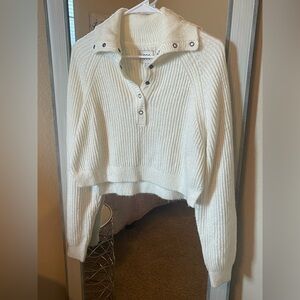 BDG White Sweater Cozy Ribbed Knit
